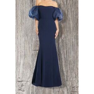 Alexander By Daymor 1870 Navy Blue Off The Shoulder Evening Gown Size 8